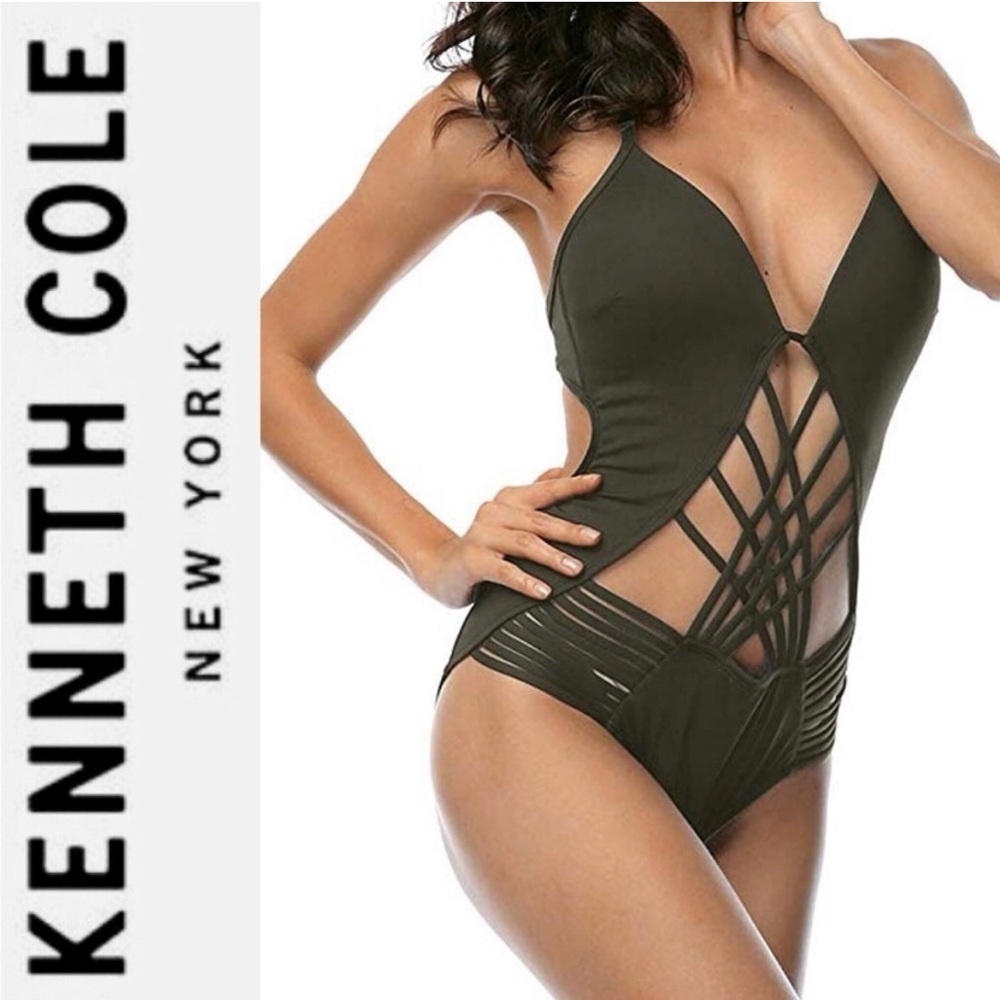 Kenneth Cole Strappy Cutout Swimsuit Women's Minimal Sexy Resortwear Beach
